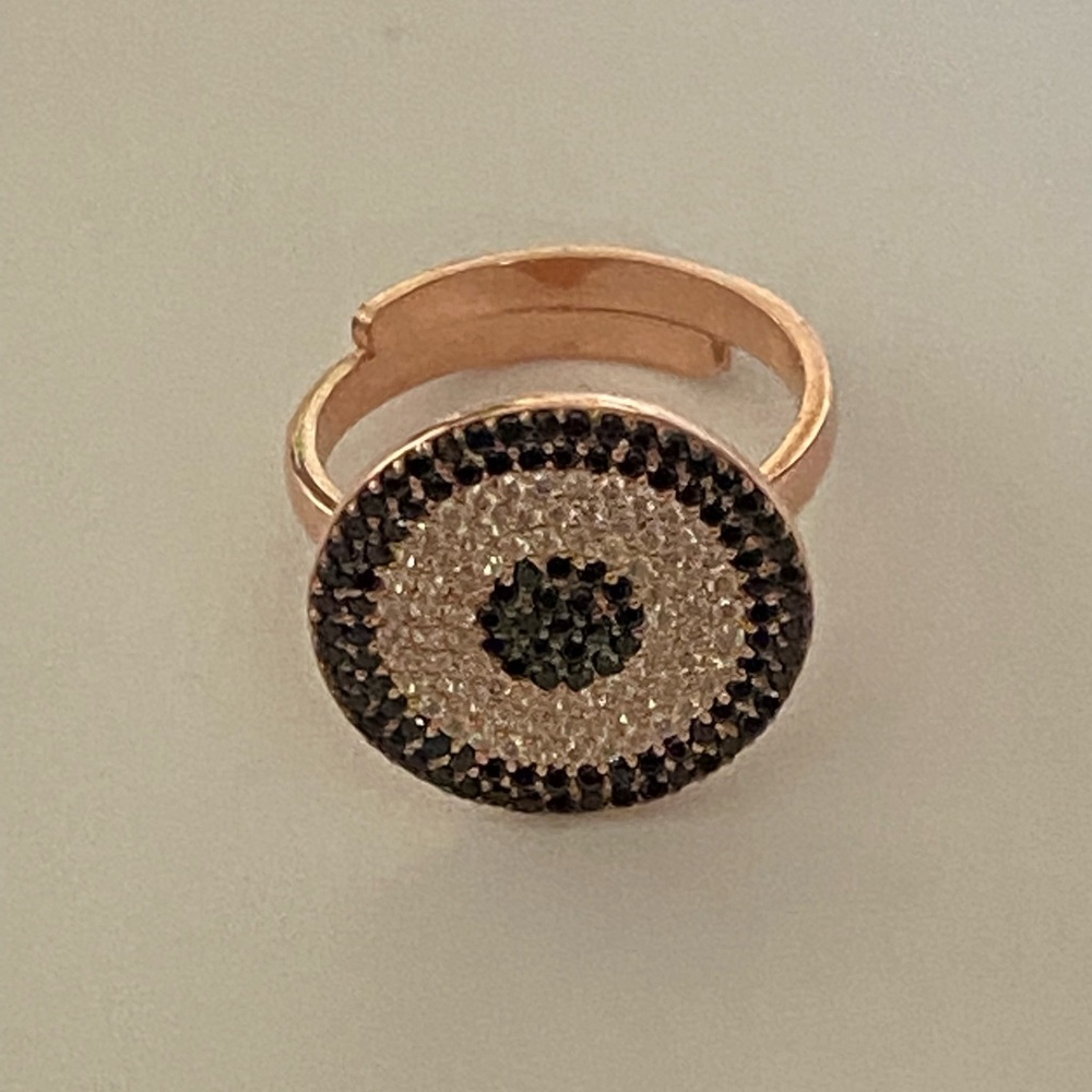 🧿925 Silver evileye ring cubic zirconia stones round shape